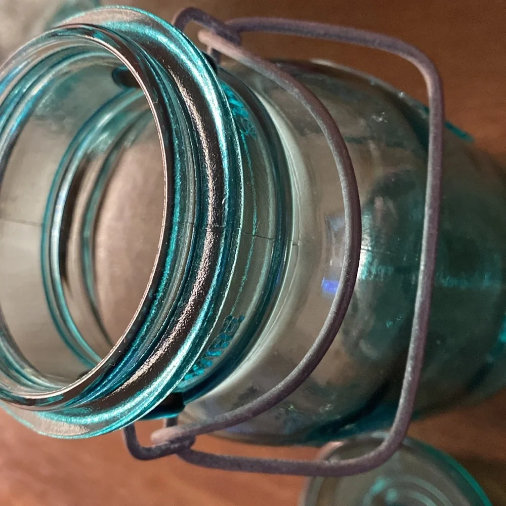 (2) Ball Ideal Bicentennial 1776-1976 Aqua Teal Blue Green Jars A11 and A8 - Picture 9 of 16